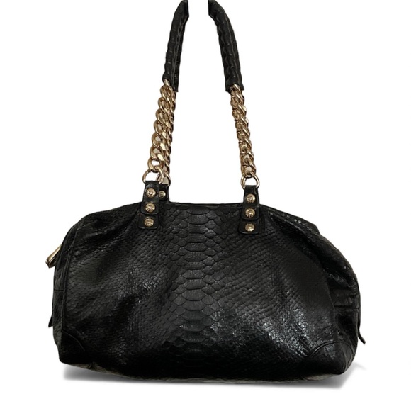 3-fer Vintage Henri Bendel Black WEST 57th Box Barrel Bag, wristlet & mirror - Picture 3 of 17